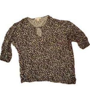 Michael Kors Brown Leopard Print Blouse, XL